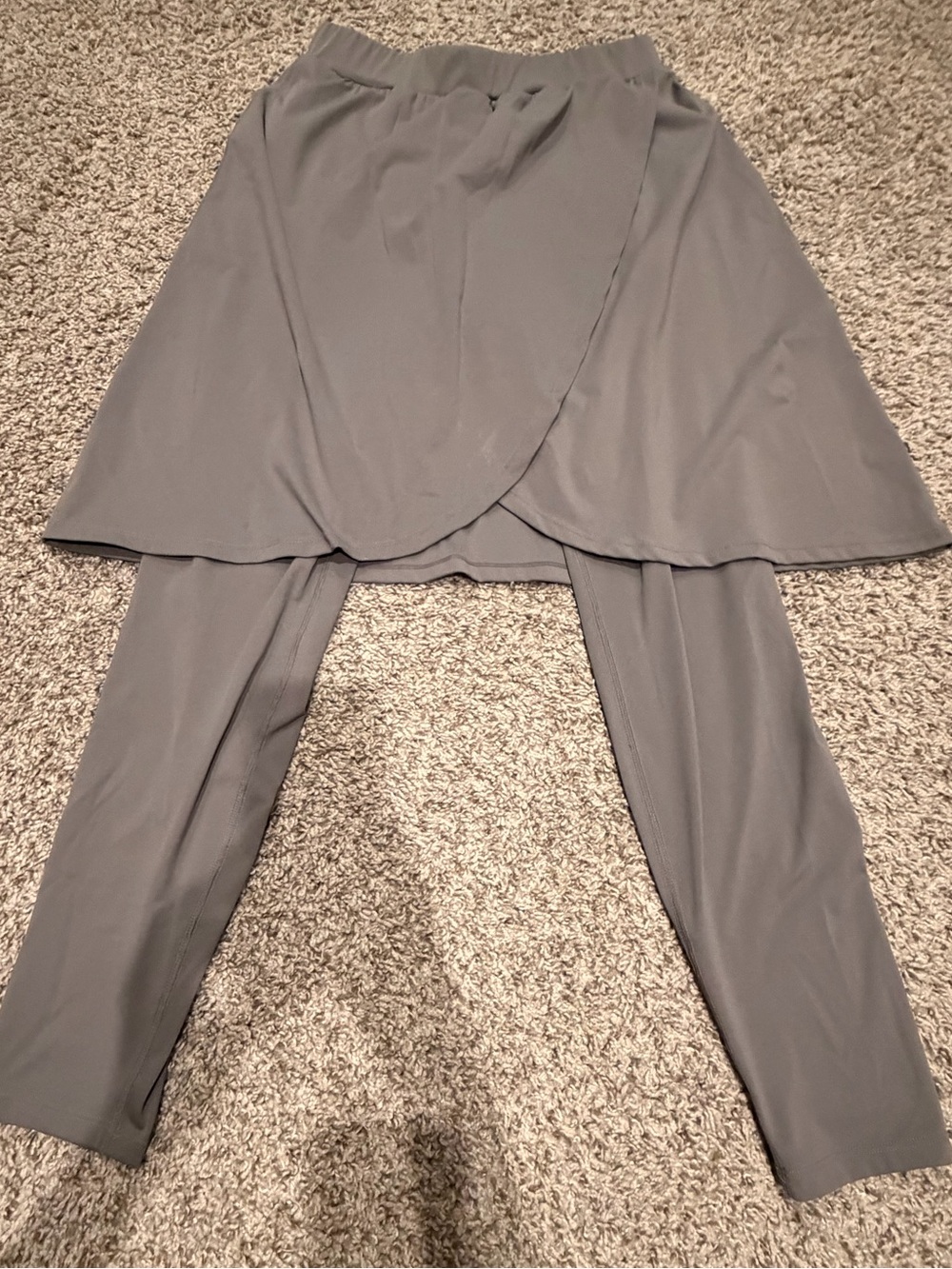 Midi Wrap Skirt with Attached Leggings - Gray